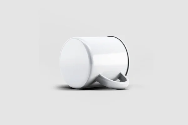 White Blank Enamel Mug White Background Blank Cup Branding Rendering — 스톡 사진