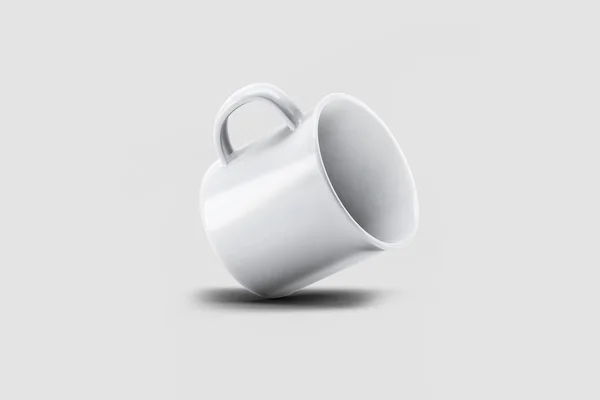 White Blank Enamel Mug White Background Blank Cup Branding Rendering — 스톡 사진