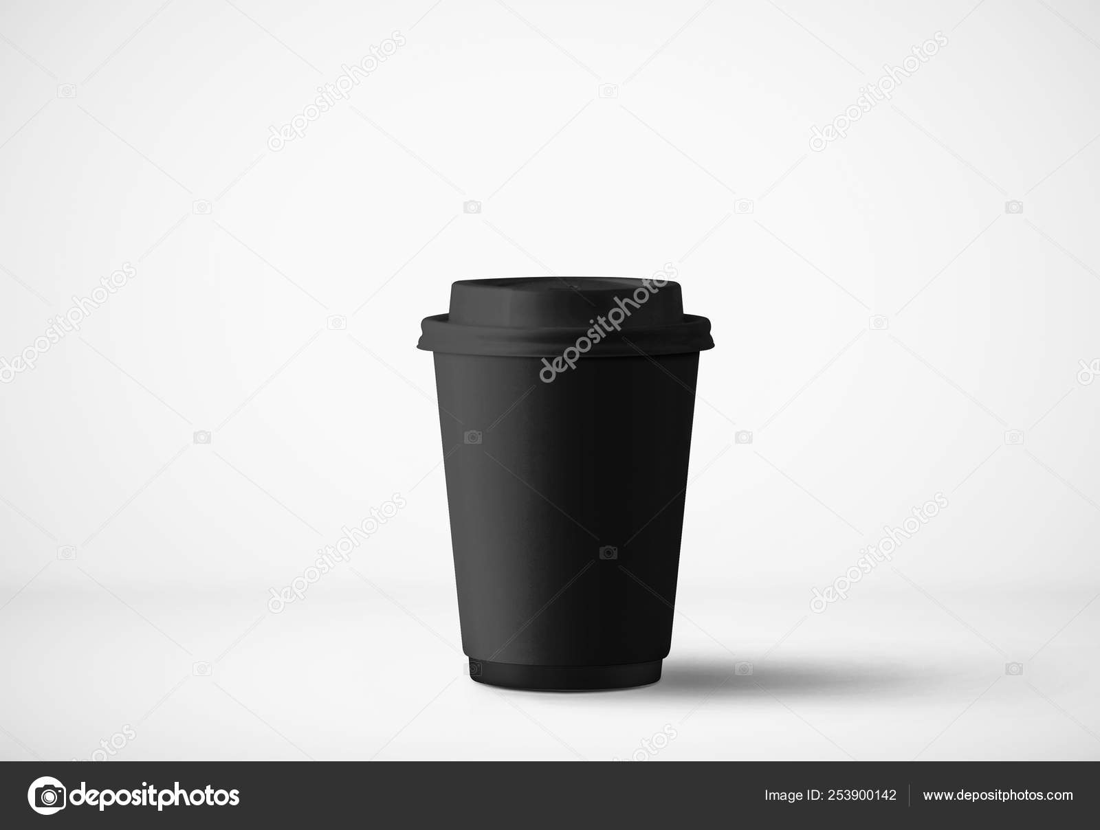 Black Paper Cup Cap Isolated Soft Gray Background Rendering Stock Photo ...