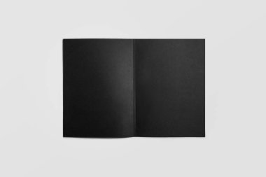 A4 boyutu tek cep güçlendirilmiş siyah klasör Mock kadar yumuşak gri arka planda izole. 3D çizim