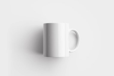 Boş çay fincan veya kahve kupa yumuşak gri arka plan üzerinde izole. Duyarlı tasarım mockup. Path.3D işleme kırpma