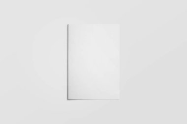 BI broşür dergi Mock-up izole kırpma yolu ile beyaz zemin üzerine katlayın. Yarı katlı kadar sahte için beyaz şablon boş broşür ve tanıtım tasarım. 3D render.
