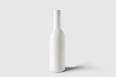 Boş seramik şişe mock-up yumuşak gri arka planda izole. Tasarım ve Branding için kullanılabilir. 3D illüstrasyon.