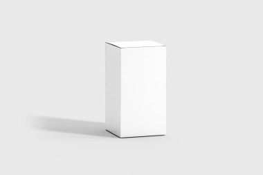 Beyaz boş dikdörtgen kutu mock-up yumuşak gri arka plan üzerinde izole. 3D çizim.