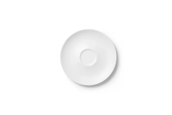 Λευκό Κεραμικό Πιατάκι Λευκό Φόντο Κενή Πλάκα Εικονογράφηση — Φωτογραφία Αρχείου