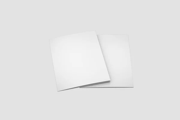 モックアップとプレゼンテーションデザインのための半分折りパンフレット空白ホワイトテンプレート イラストレーションリーフレットモックアップ — ストック写真