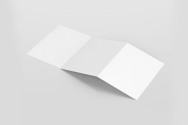 Half Fold Brosúra Üres Fehér Sablon Modell Bemutató Design Illusztráció — Stock Fotó