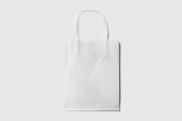 Λευκή Χάρτινη Τσάντα Για Ψώνια Απαλό Γκρι Φόντο Εικονογράφηση — Φωτογραφία Αρχείου