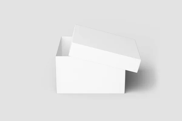 空白鞋盒 隔离在柔软的灰色背景 您的设计的模型 — 图库照片