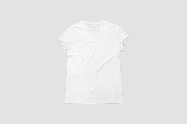 Camisetas Blancas Blanco Mock Sobre Fondo Gris Suave Vista Frontal — Foto de Stock