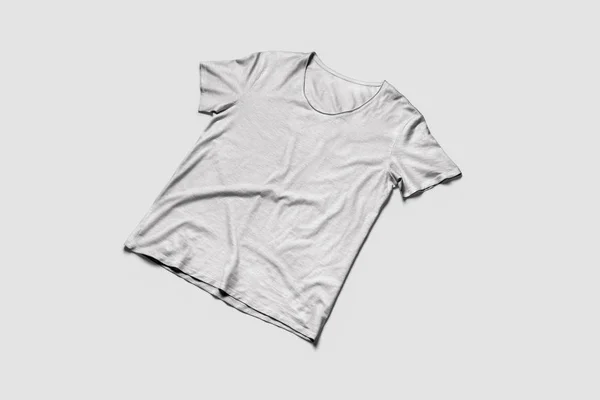 Blank White T-Shirts Mock-up on soft gray background, front  view. Ready to replace your design.