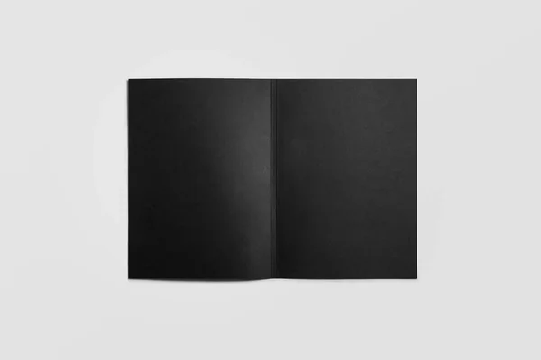 Velikost Jednoduchá Kapsa Vyztužená Černá Složka Izolovaná Měkkém Šedém Pozadí — Stock fotografie