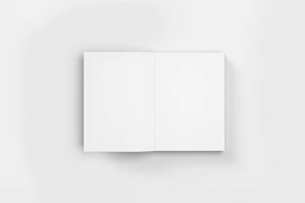 Blank softcover book or magazine template on a soft gray background.3D illustration.Mock-up