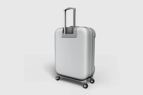Weißer Koffer Gepäckattrappe Auf Weichem Grauen Hintergrund Illustration — Stockfoto