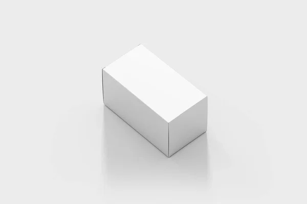 Fehér Üres Téglalap Alakú Doboz Modell Elszigetelt Lágy Szürke Háttér — Stock Fotó