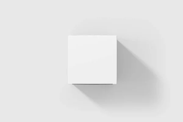 Blanco Blanco Rectángulo Box Maqueta Aislada Sobre Fondo Gris Suave — Foto de Stock