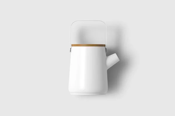 White Enamel Teapot Mock Isolated Soft Gray Background Can Used — Stock Photo, Image