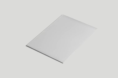 Yumuşak bir gri arka plan boş beyaz kağıt klasör. 3D render
