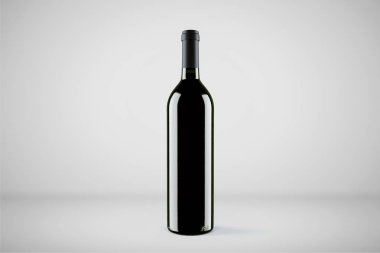 Şarap şişesi mock-up yumuşak gri arka plan üzerinde izole. Tasarımınız için kullanılan ve marka olabilir.