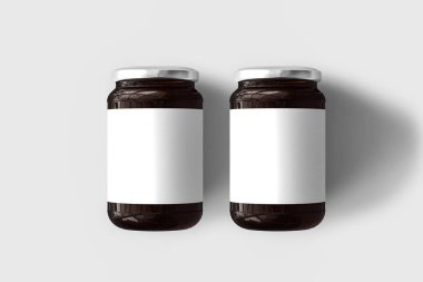 Kehribar cam şişe sahte üzerine açık gri renkli. 3D render. Tasarımlarınız için hazır şablon kadar alay.