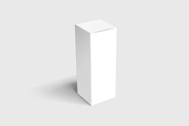 Beyaz karton kutu mock-up yumuşak gri arka plan üzerinde izole. Karton ambalajlama. Yüksek çözünürlüklü fotoğraf.