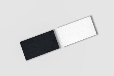 Beyaz arka plan üzerinde kartvizit. Mockup.High çözünürlük fotoğraf. Üstten Görünüm.