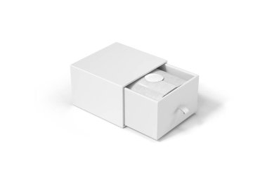 Yumuşak gri arka plan üzerinde izole kağıt ambalaj ile hediye ambalaj kutusu Mock-up. 3D render