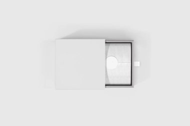 Yumuşak gri arka plan üzerinde izole kağıt ambalaj ile hediye ambalaj kutusu Mock-up. 3D render