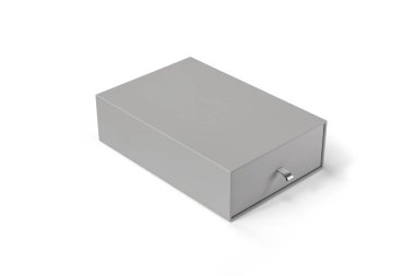 Hediye ambalaj kutusu Mock-up yumuşak gri arka plan üzerinde izole. 3D render