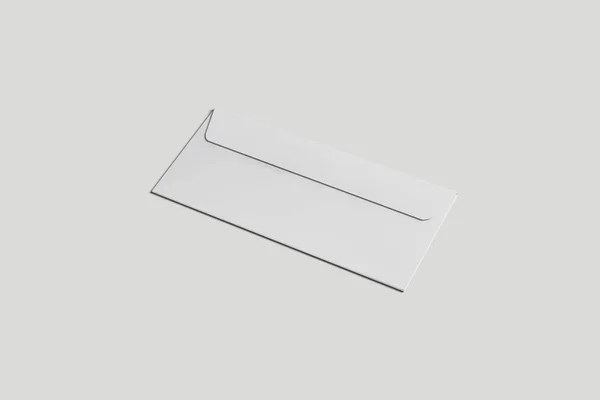 Envelope Papel Branco Para Seu Projeto Mock Fundo Cinza Macio — Fotografia de Stock