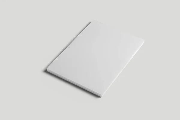 Carpeta Papel Blanco Blanco Sobre Fondo Gris Suave Renderizado —  Fotos de Stock
