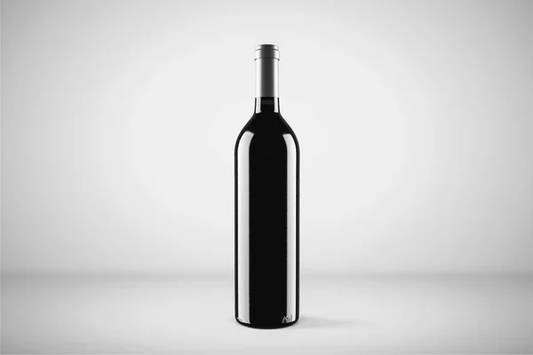 酒瓶模型隔离在柔软的灰色背景 可用于您的设计和品牌 — 图库照片