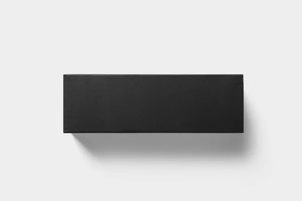 Fekete Karton Doboz Modell Elszigetelt Lágy Szürke Háttér Karton Csomag — Stock Fotó