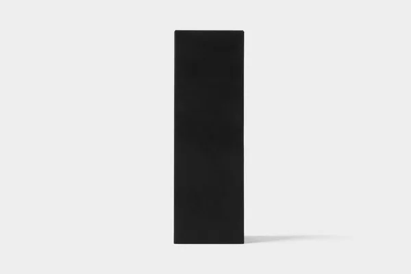 Schwarze Pappschachtel Attrappe Isoliert Auf Weichem Grauen Hintergrund Kartonverpackung Foto — Stockfoto