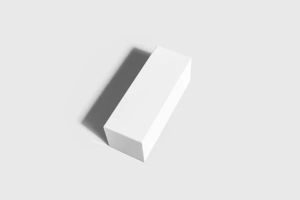 Белый Картонная Коробка Макет Изолирован Мягком Сером Фоне — стоковое фото