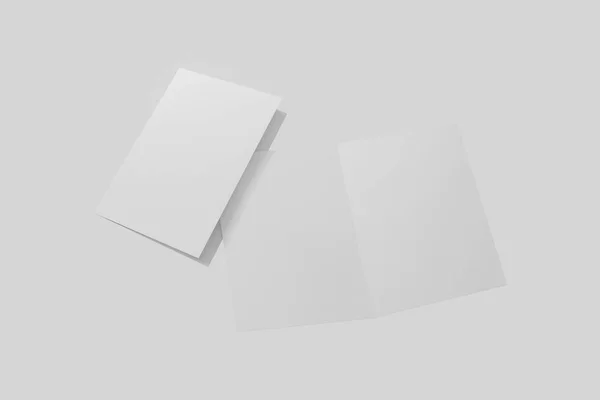 Half Fold Brochure Blank White Template Mock Presentation Design Rendering — Stock Photo, Image