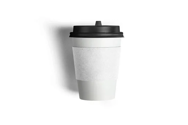 Blanco Wit Papier Koffie Kopje Met Plastic Deksel Mock Geïsoleerd — Stockfoto