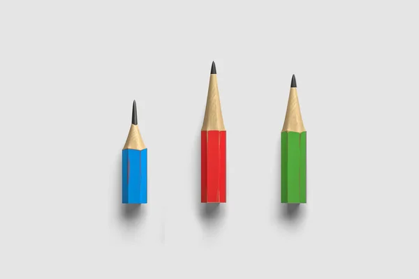 Bunte Blau Rot Grüne Bleistifte Isoliert Auf Weißem Hintergrund — Stockfoto