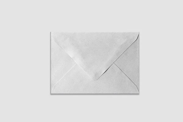 Envelope Papel Branco Para Seu Projeto Mock Fundo Cinza Macio — Fotografia de Stock