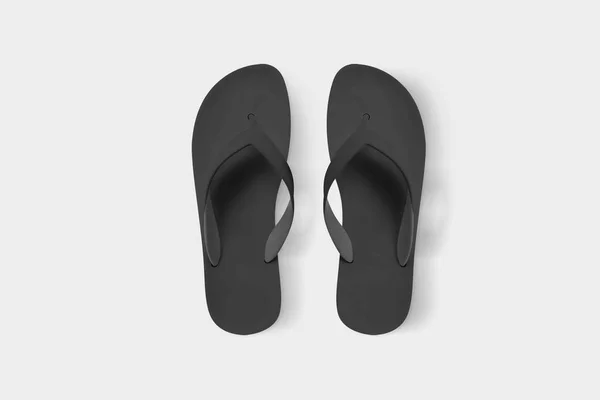 Chanclas Negras Aisladas Sobre Fondo Blanco Vista Superior Mock Renderizado —  Fotos de Stock