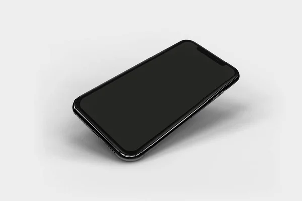 Cellulare Nero Finto Isolato Sfondo Bianco — Foto Stock