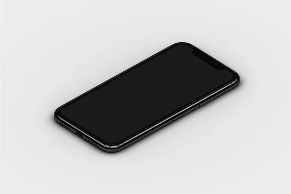 Zwarte Mobiele Telefoon Mock Geïsoleerd Witte Achtergrond — Stockfoto