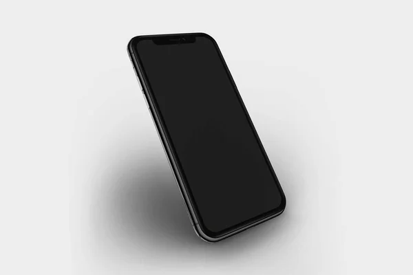 Black Mobile Phone Mock Isolated White Background — Stock Photo, Image