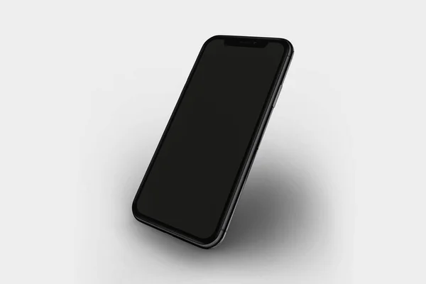 Black Mobile Phone Mock Isolated White Background — Stock Photo, Image