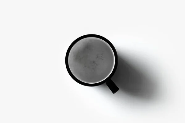 Вид Сверху Пустую Эмалевую Кофейную Кружку Изолированную Белом Фоне — стоковое фото