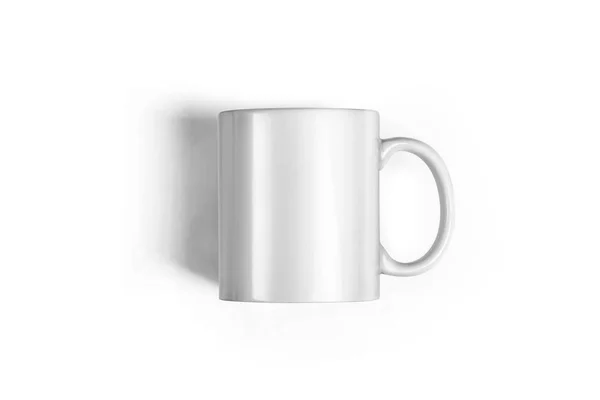 柔らかい灰色の背景に分離された空白の白いマグカップ モックアップ — ストック写真