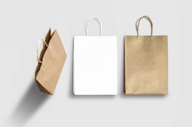Kağıt alışveriş çantası Mock-up yumuşak gri background.an tasarım ve marka için kullanılması