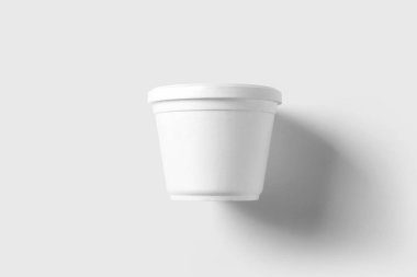 Yuvarlak plastik konteyner. Tatlı, yoğurt, dondurma, ekşi Cream.Mock Up için beyaz boş gıda plastik küvet kova kapsayıcı. Yüksek çözünürlüklü fotoğraf.