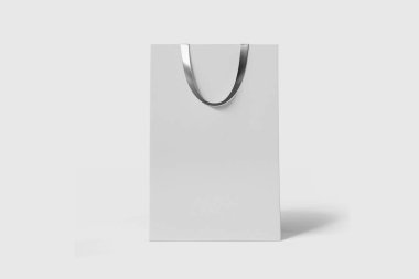 Beyaz Kağıt alışveriş çantası Mock-up yumuşak gri background.an tasarım ve marka için kullanılması