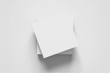 Kare broşür ya da dergi Mock-up yumuşak gri arka plan üzerinde boş. 3D render.